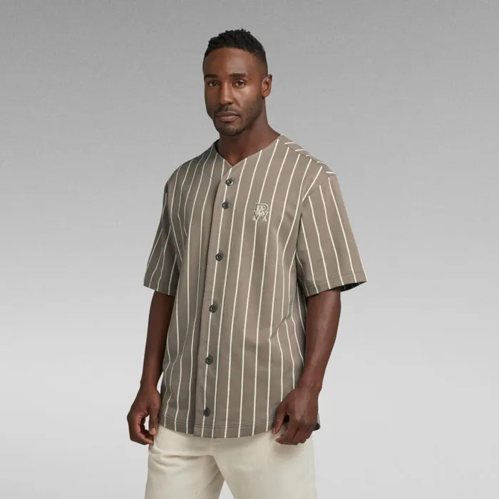 TShirts and Polos Men GStar RAW Oversized Lightweight Sweater GStar Home Jersey Deep Walnutlightest Sky Stripe