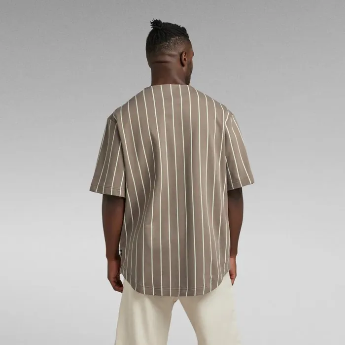 TShirts and Polos Men GStar RAW Oversized Lightweight Sweater GStar Home Jersey Deep Walnutlightest Sky Stripe