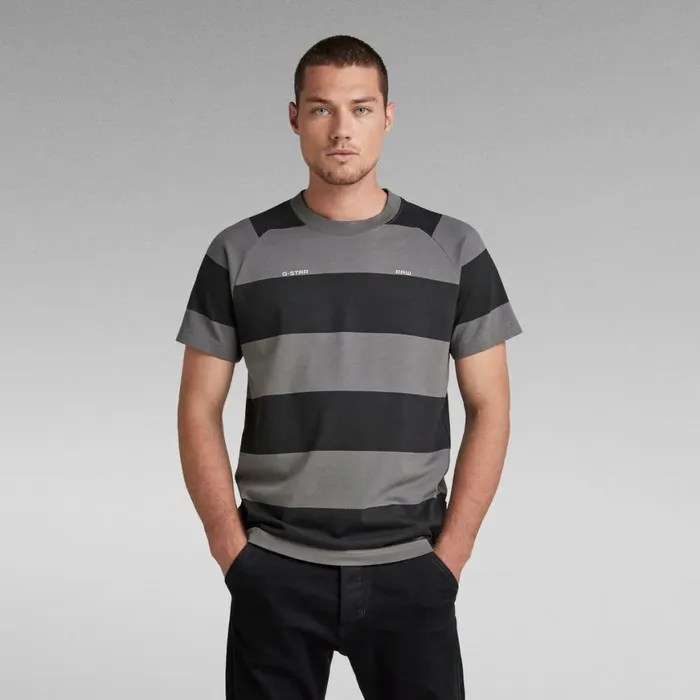 TShirts and Polos Men GStar RAW Stripe Raglan TShirt Granitedark Black Stripe TShirts and Polos Men GStar RAW Stripe Raglan TShirt Granitedark Black Stripe