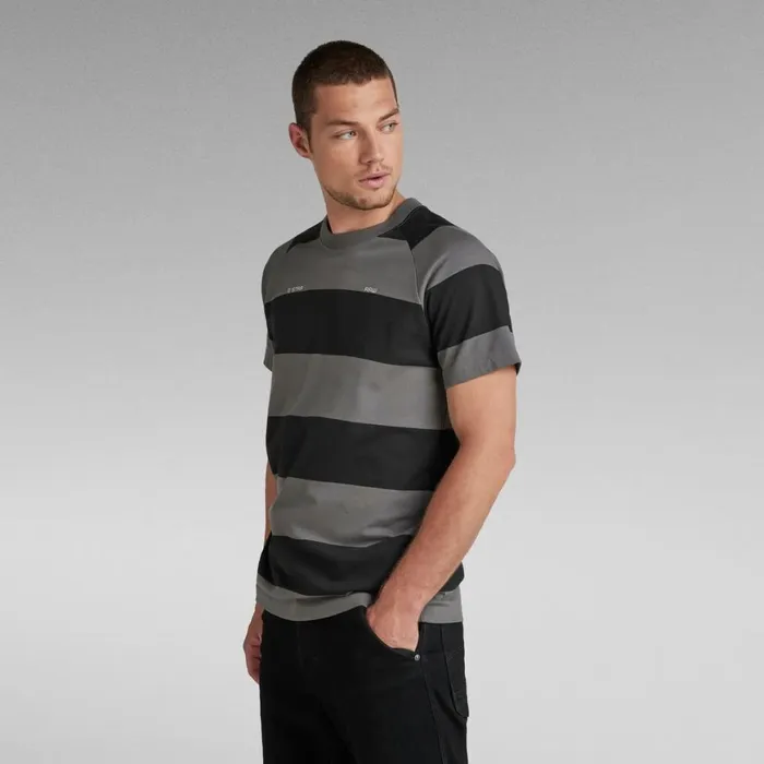 TShirts and Polos Men GStar RAW Stripe Raglan TShirt Granitedark Black Stripe