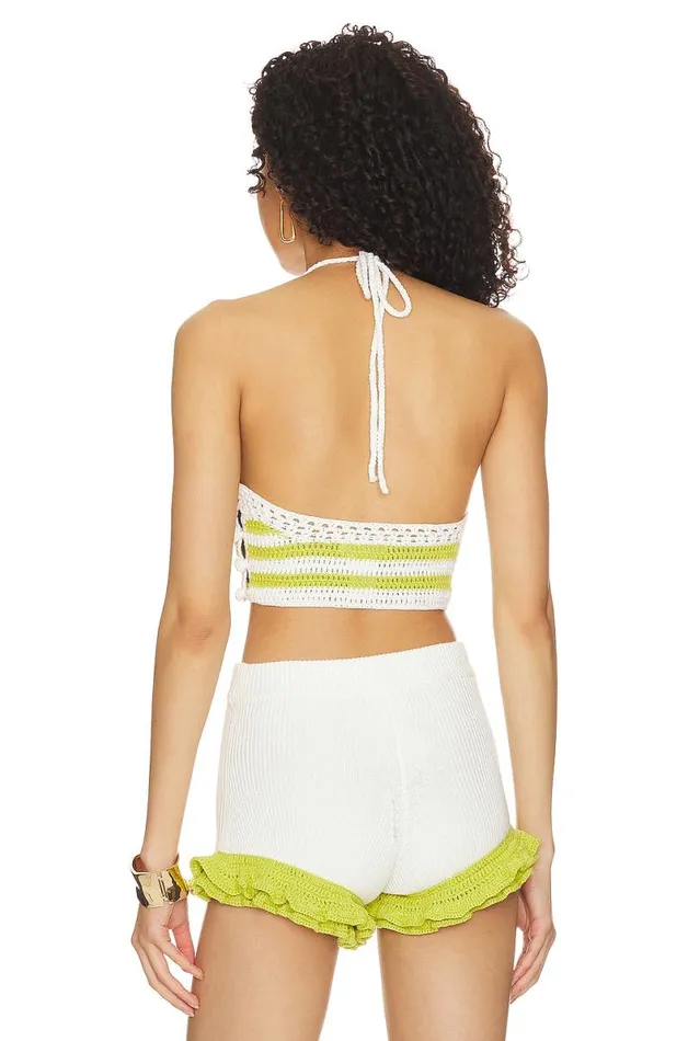 Tahlia Crochet Top Lime and White Women Lovers and Friends Tops