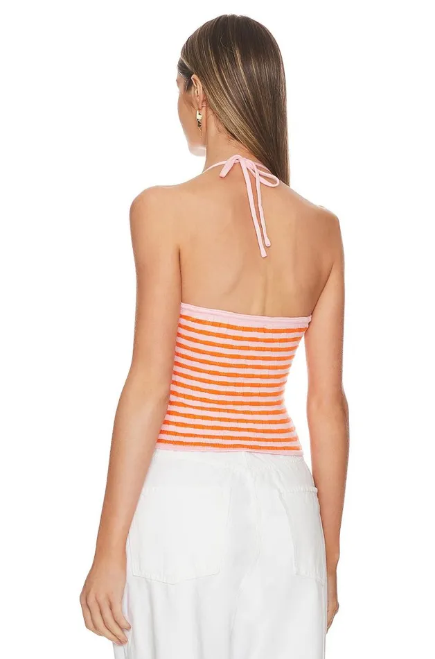 Talia Knit Halter Top Orange Multi Women Lovers and Friends Tops