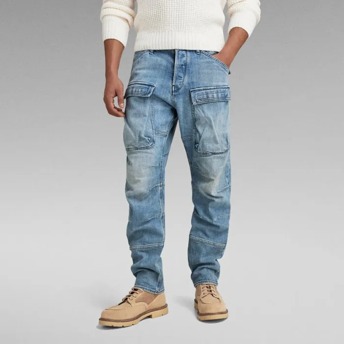 Tapered Men GStar RAW 3D Straight Tapered Denim Cargo Pants Antique Faded Oasis Tapered Men GStar RAW 3D Straight Tapered Denim Cargo Pants Antique Faded Oasis