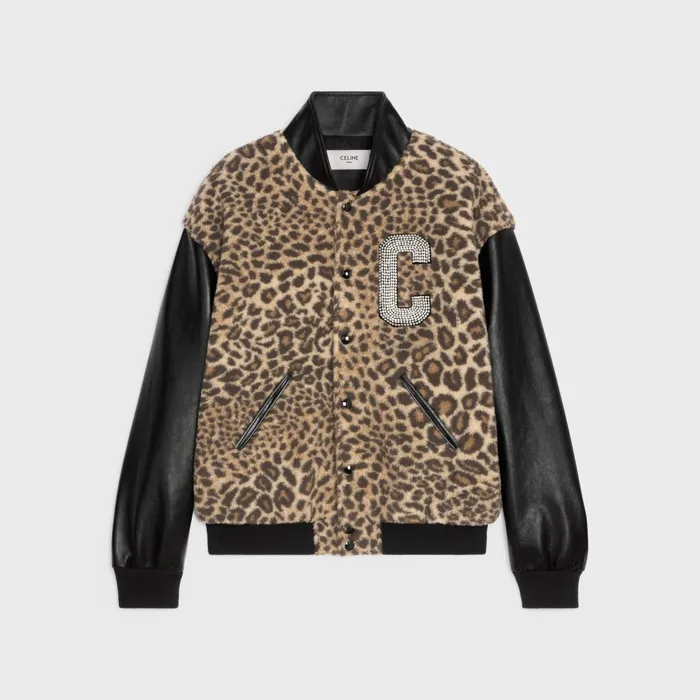 Teddy Jacket In LeopardPrint Fleece With Embroidered Patch Guepard Men CELINE COATS and BLOUSONS Teddy Jacket In LeopardPrint Fleece With Embroidered Patch Guepard Men CELINE COATS and BLOUSONS