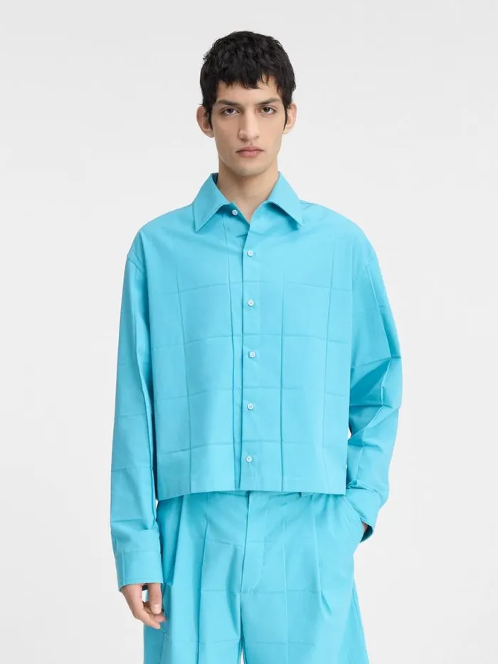 The Corto Shirt Turquoise Men JACQUEMUS Shirts The Corto Shirt Turquoise Men JACQUEMUS Shirts