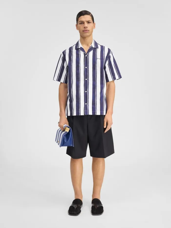 The Jean Shirt Print Rayure Blue Men JACQUEMUS Shirts