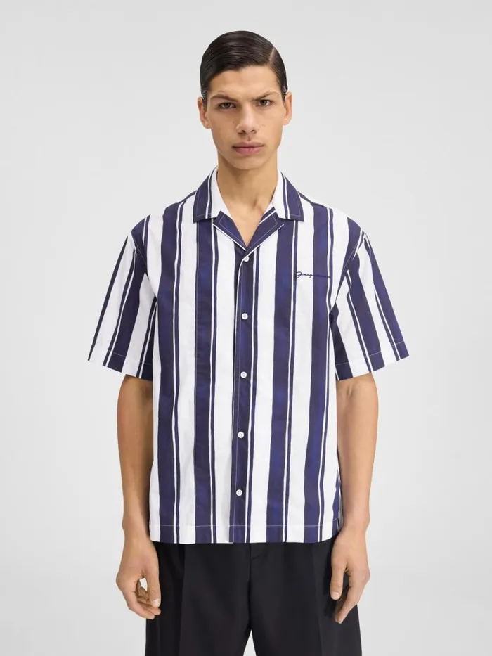 The Jean Shirt Print Rayure Blue Men JACQUEMUS Shirts The Jean Shirt Print Rayure Blue Men JACQUEMUS Shirts