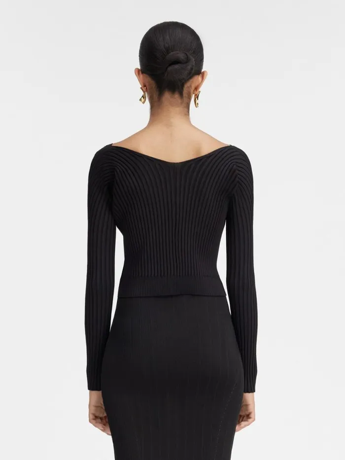 The Long Pral Knit Black Women JACQUEMUS Knits The Long Pral Knit Black Women JACQUEMUS Knits