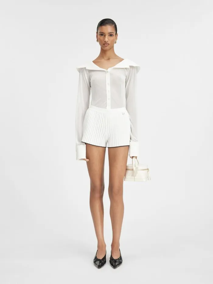 The Pleated Knit Shorts White Women JACQUEMUS Trousers and Shorts