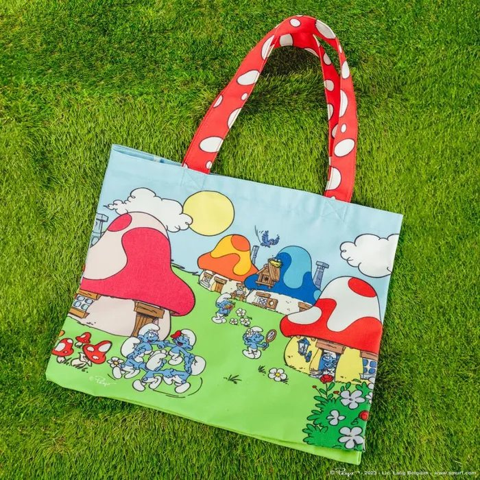 The Smurfs Village Life Canvas Tote Bag Unisex Loungefly Bags and Wallets The Smurfs Village Life Canvas Tote Bag Unisex Loungefly Bags and Wallets