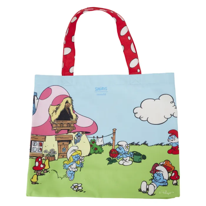 The Smurfs Village Life Canvas Tote Bag Unisex Loungefly Bags and Wallets The Smurfs Village Life Canvas Tote Bag Unisex Loungefly Bags and Wallets