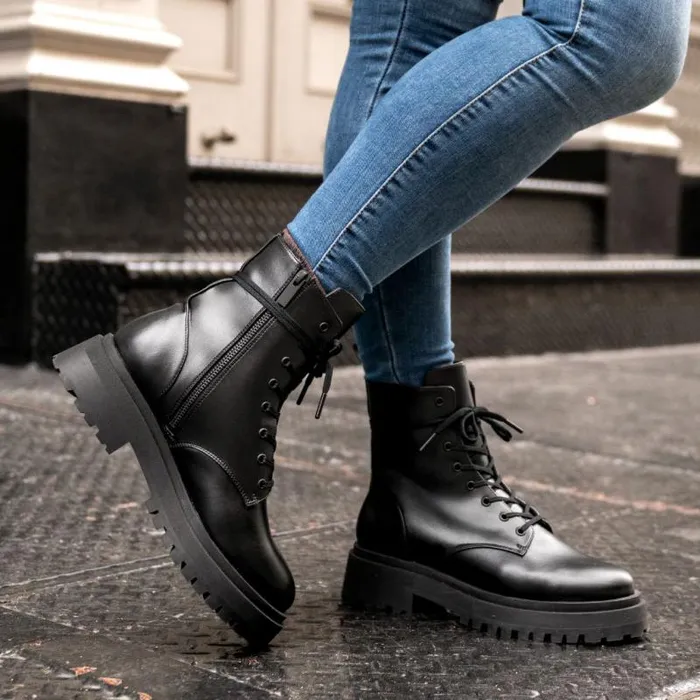 Thursday Boots LaceUp Dolce Black Vegan 8211 Women Thursday Boots LaceUp Dolce Black Vegan 8211 Women