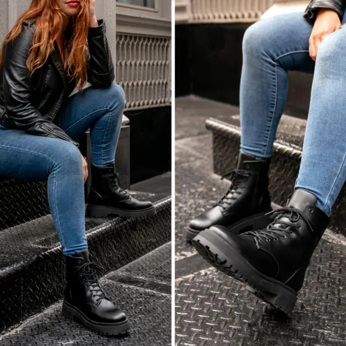 Thursday Boots LaceUp Dolce Black Vegan 8211 Women Thursday Boots LaceUp Dolce Black Vegan 8211 Women