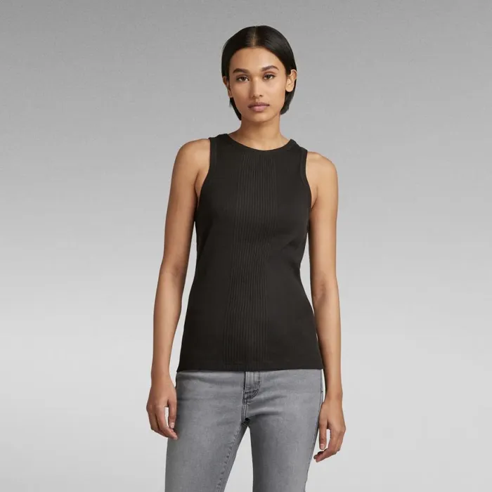 Tops and Tshirts Women GStar RAW Engineered Rib Tanktop Dark Black