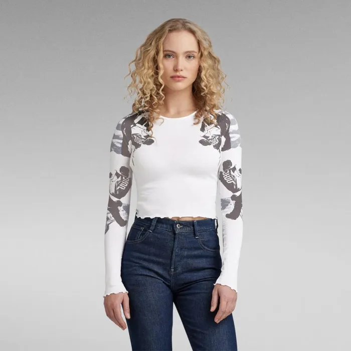 Tops and Tshirts Women GStar RAW Lookbook Cropped Baby Sister Top White
