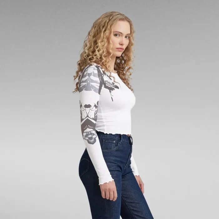Tops and Tshirts Women GStar RAW Lookbook Cropped Baby Sister Top White