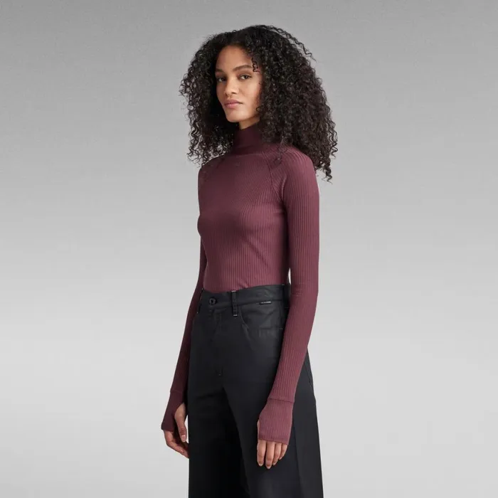Tops and Tshirts Women GStar RAW Rib Mock Slim Top Vineyard Wine