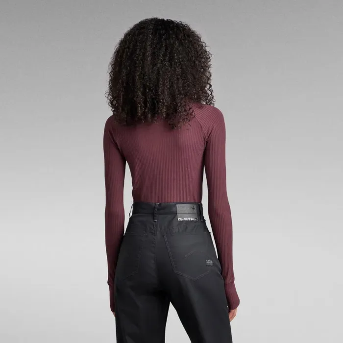 Tops and Tshirts Women GStar RAW Rib Mock Slim Top Vineyard Wine