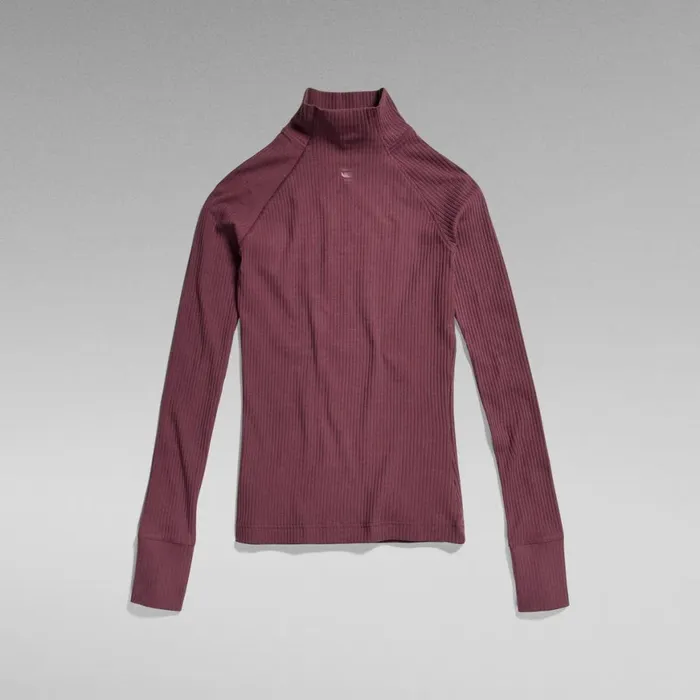 Tops and Tshirts Women GStar RAW Rib Mock Slim Top Vineyard Wine