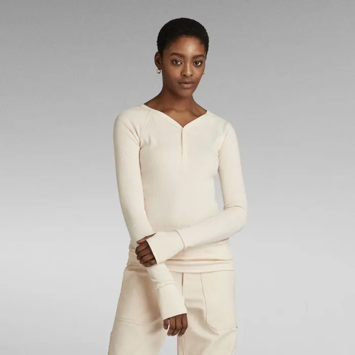 Tops and Tshirts Women GStar RAW Slim Rib Henley Top Eggnog