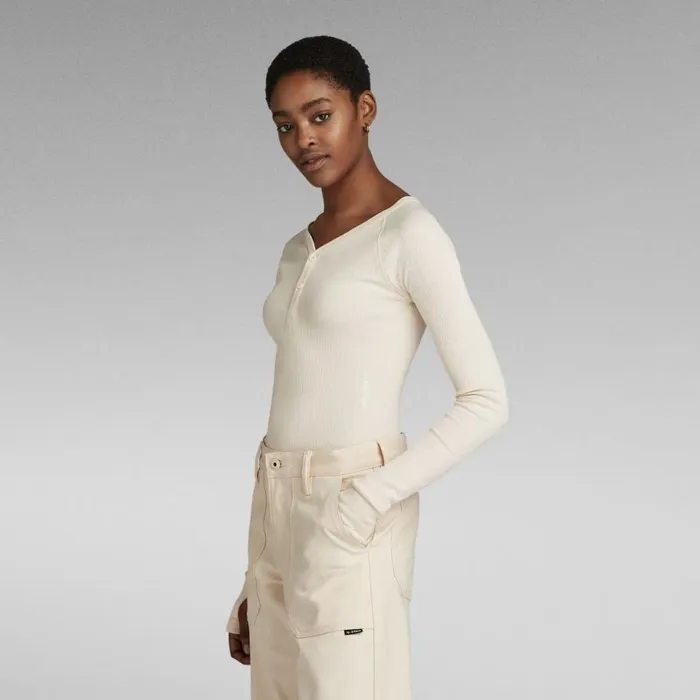 Tops and Tshirts Women GStar RAW Slim Rib Henley Top Eggnog
