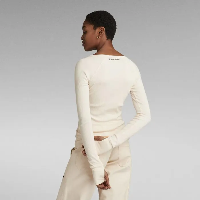 Tops and Tshirts Women GStar RAW Slim Rib Henley Top Eggnog