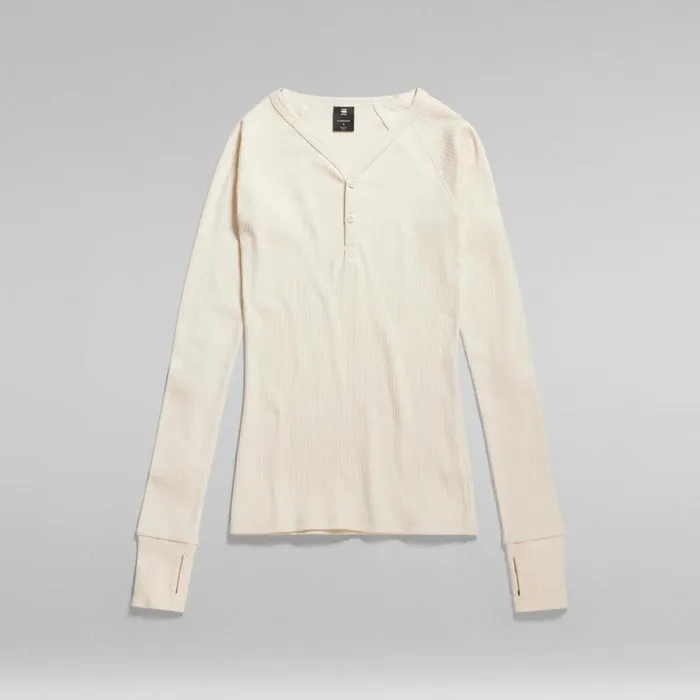 Tops and Tshirts Women GStar RAW Slim Rib Henley Top Eggnog