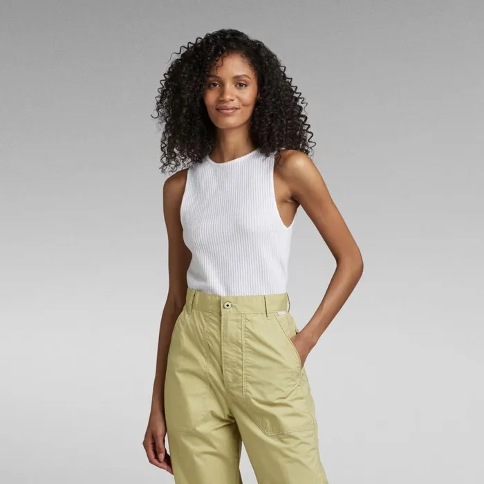 Tops and Tshirts Women GStar RAW Tank Top 3D Rib White