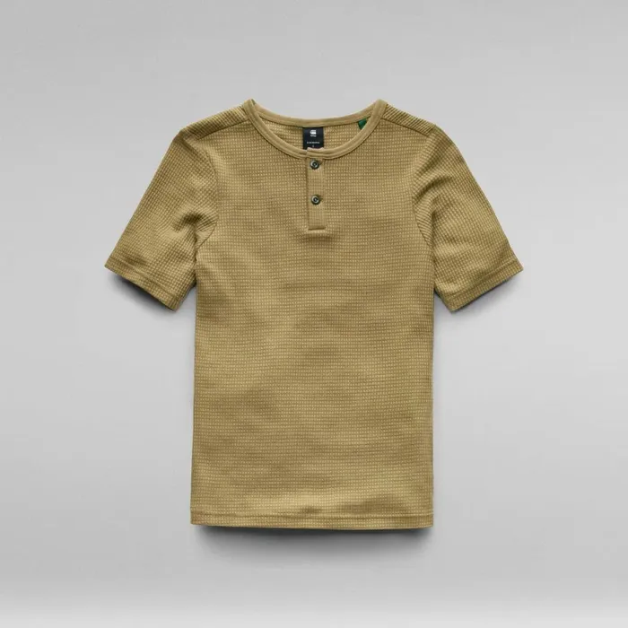 Tops and Tshirts Women GStar RAW Waffle Slim Granddad TShirt Fresh Army Green