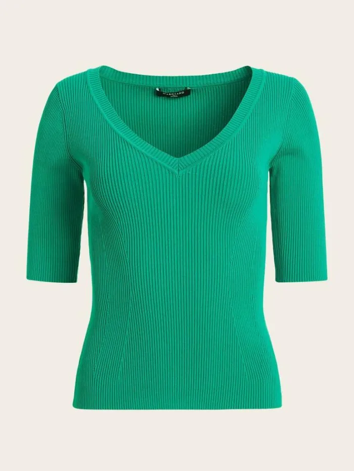 Tops And Sweaters Women Marciano Aretha Ribbed Sweater Top Classic Emeral Tops And Sweaters Women Marciano Aretha Ribbed Sweater Top Classic Emeral