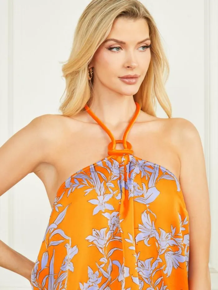 Tops And Sweaters Women Marciano Elusive Halter Top Sunburst Orange Tops And Sweaters Women Marciano Elusive Halter Top Sunburst Orange