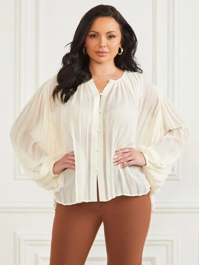 Tops And Sweaters Women Marciano Georgia Pleated Blouse Sandy Shore