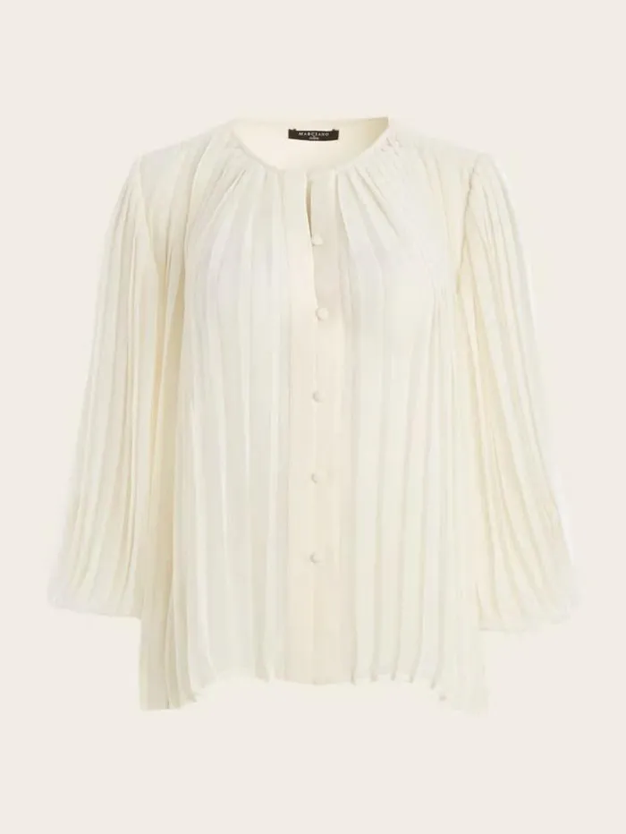 Tops And Sweaters Women Marciano Georgia Pleated Blouse Sandy Shore Tops And Sweaters Women Marciano Georgia Pleated Blouse Sandy Shore