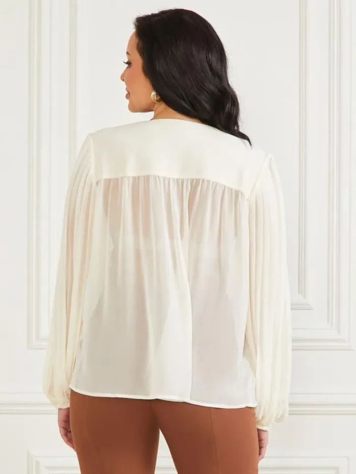 Tops And Sweaters Women Marciano Georgia Pleated Blouse Sandy Shore Tops And Sweaters Women Marciano Georgia Pleated Blouse Sandy Shore