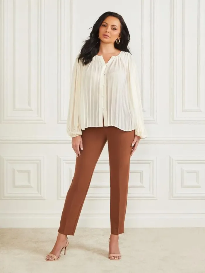 Tops And Sweaters Women Marciano Georgia Pleated Blouse Sandy Shore Tops And Sweaters Women Marciano Georgia Pleated Blouse Sandy Shore