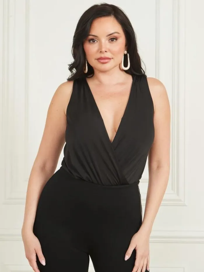 Tops And Sweaters Women Marciano Valencia VNeck Bodysuit Black