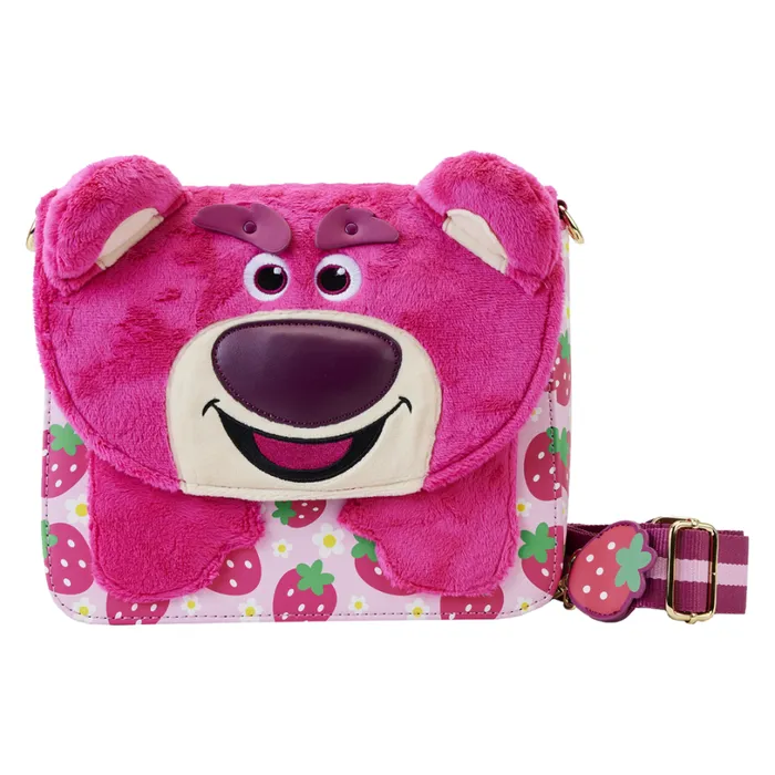Toy Story Lotso Plush Berry Strap Crossbody Bag Unisex Loungefly Crossbody Bags Toy Story Lotso Plush Berry Strap Crossbody Bag Unisex Loungefly Crossbody Bags