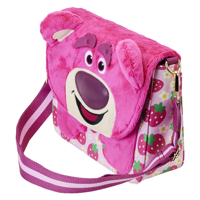 Toy Story Lotso Plush Berry Strap Crossbody Bag Unisex Loungefly Crossbody Bags Toy Story Lotso Plush Berry Strap Crossbody Bag Unisex Loungefly Crossbody Bags