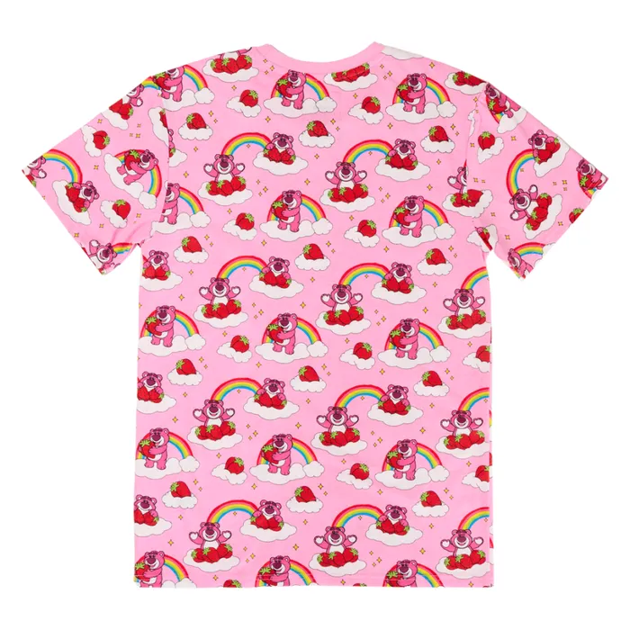 Toy Story Lotso Rainbow AllOver Print Tee Unisex Loungefly Apparel Toy Story Lotso Rainbow AllOver Print Tee Unisex Loungefly Apparel