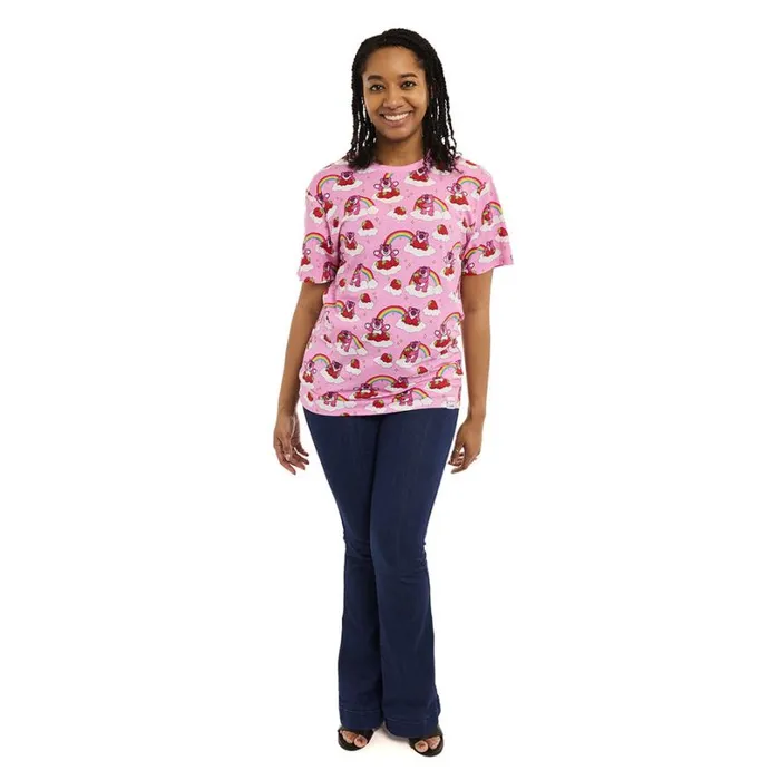 Toy Story Lotso Rainbow AllOver Print Tee Unisex Loungefly Apparel Toy Story Lotso Rainbow AllOver Print Tee Unisex Loungefly Apparel