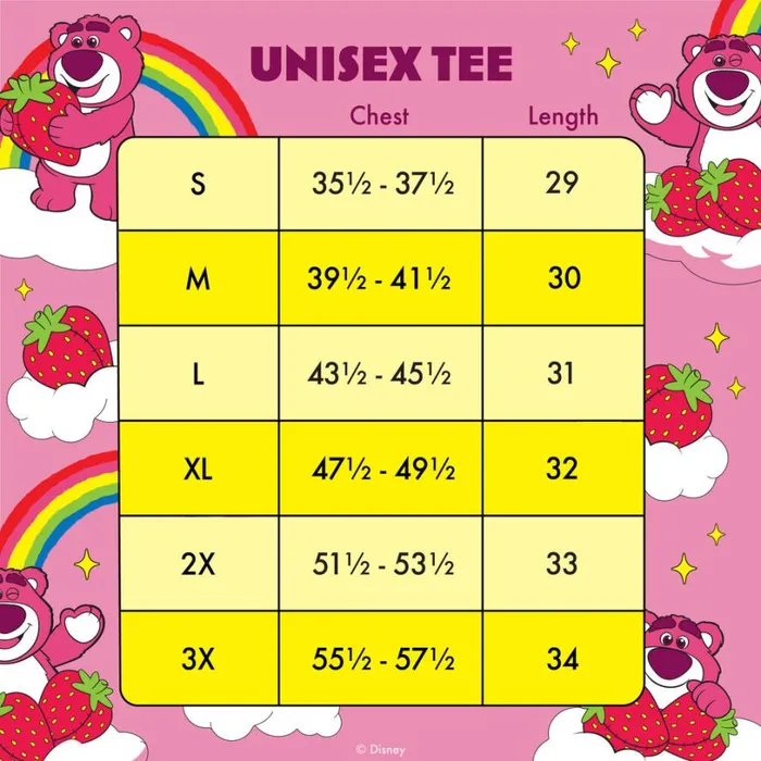 Toy Story Lotso Rainbow AllOver Print Tee Unisex Loungefly Apparel Toy Story Lotso Rainbow AllOver Print Tee Unisex Loungefly Apparel