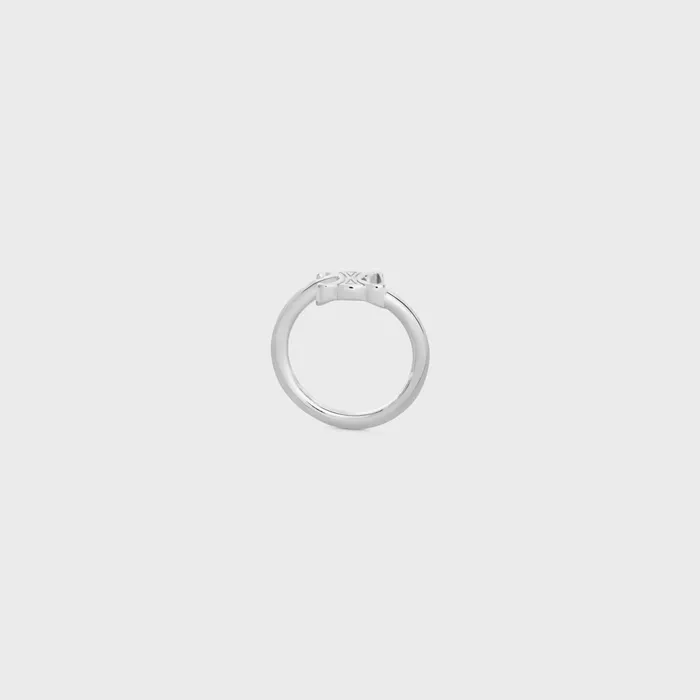 Triomphe Asymmetric Ring In Brass With Rhodium Finish Silver Women CELINE TRIOMPHE Triomphe Asymmetric Ring In Brass With Rhodium Finish Silver Women CELINE TRIOMPHE