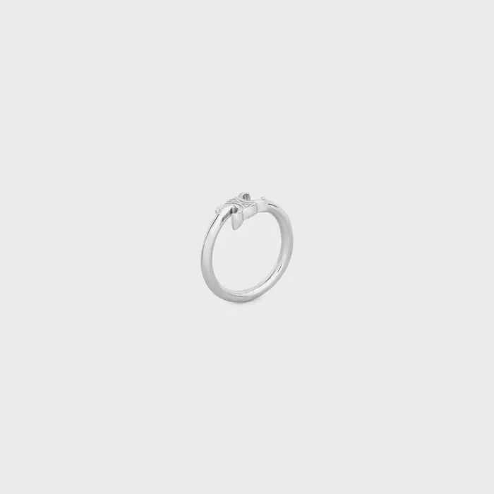 Triomphe Asymmetric Ring In Brass With Rhodium Finish Silver Women CELINE TRIOMPHE Triomphe Asymmetric Ring In Brass With Rhodium Finish Silver Women CELINE TRIOMPHE