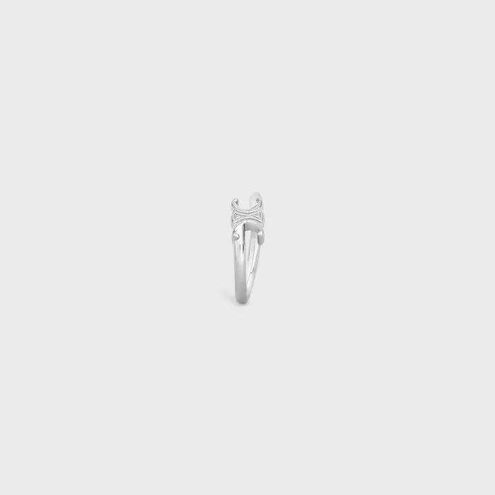 Triomphe Asymmetric Ring In Brass With Rhodium Finish Silver Women CELINE TRIOMPHE Triomphe Asymmetric Ring In Brass With Rhodium Finish Silver Women CELINE TRIOMPHE