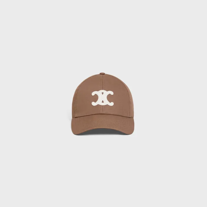 Triomphe Baseball Cap In Cotton Marron Glace Women CELINE HATS AND SOFT ACCESSORIES