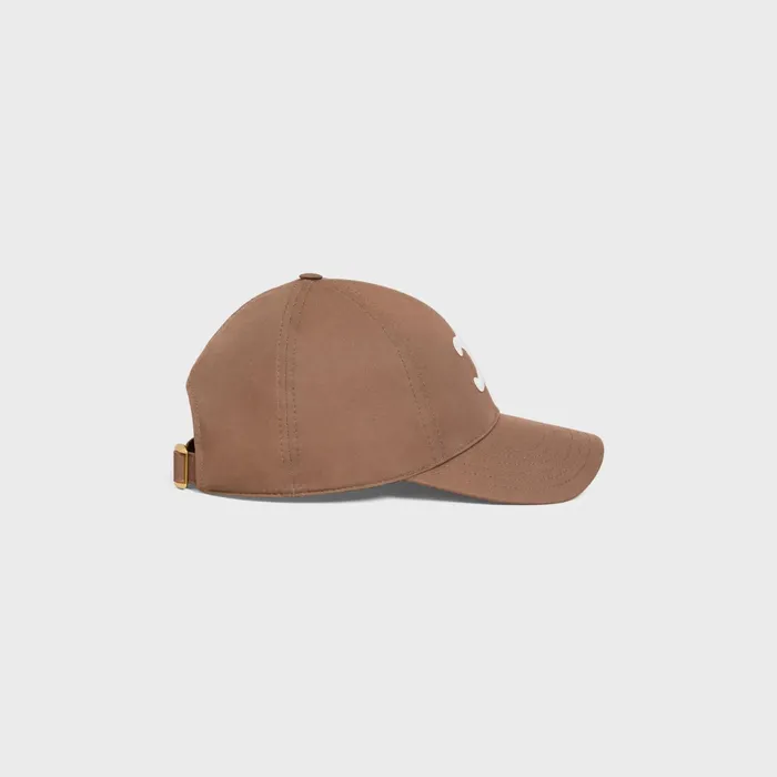 Triomphe Baseball Cap In Cotton Marron Glace Women CELINE HATS AND SOFT ACCESSORIES