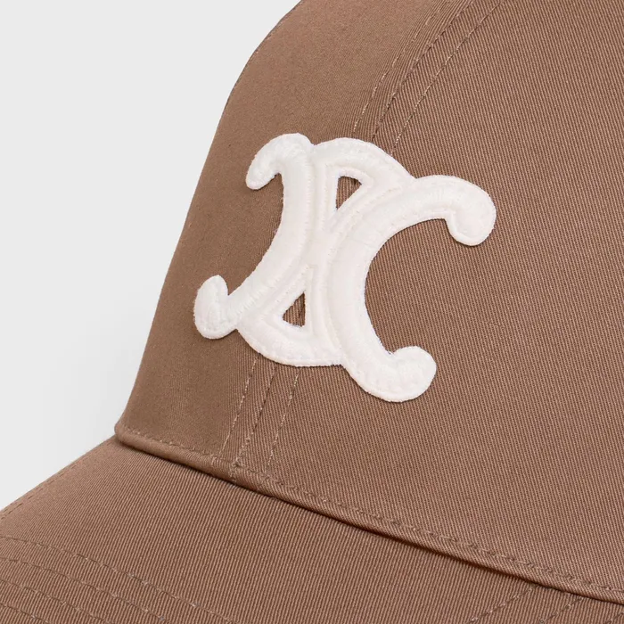 Triomphe Baseball Cap In Cotton Marron Glace Women CELINE HATS AND SOFT ACCESSORIES