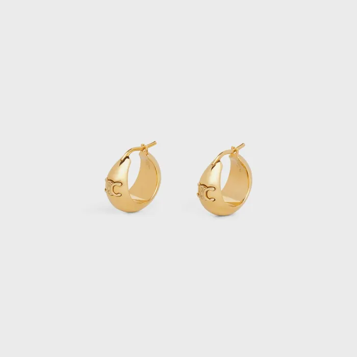 Triomphe Bold Hoops In Brass With Gold Finish Gold Women CELINE EARRINGS Triomphe Bold Hoops In Brass With Gold Finish Gold Women CELINE EARRINGS