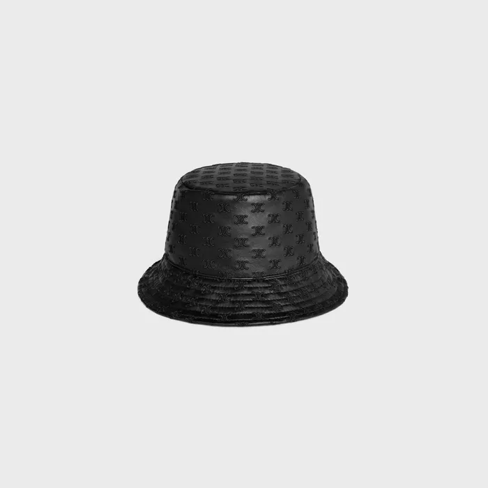 Triomphe Bucket Hat In Soft Lambskin Black Men CELINE HATS AND SOFT ACCESSORIES Triomphe Bucket Hat In Soft Lambskin Black Men CELINE HATS AND SOFT ACCESSORIES