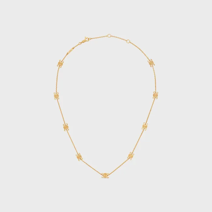 Triomphe Mini Triomphe Necklace In Brass With Gold Finish Gold Women CELINE NECKLACES Triomphe Mini Triomphe Necklace In Brass With Gold Finish Gold Women CELINE NECKLACES